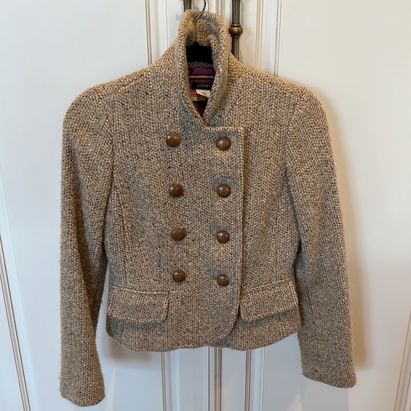 JCrew double breasted short jacket blazer. Camel/cream tones as shown. Size 2 - Picture 8 of 16